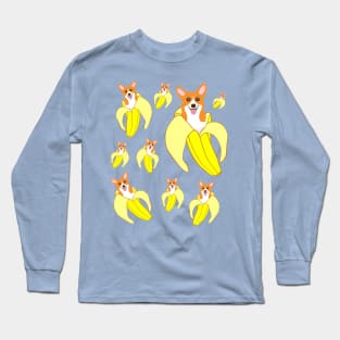 banana corgi pattern Long Sleeve T-Shirt